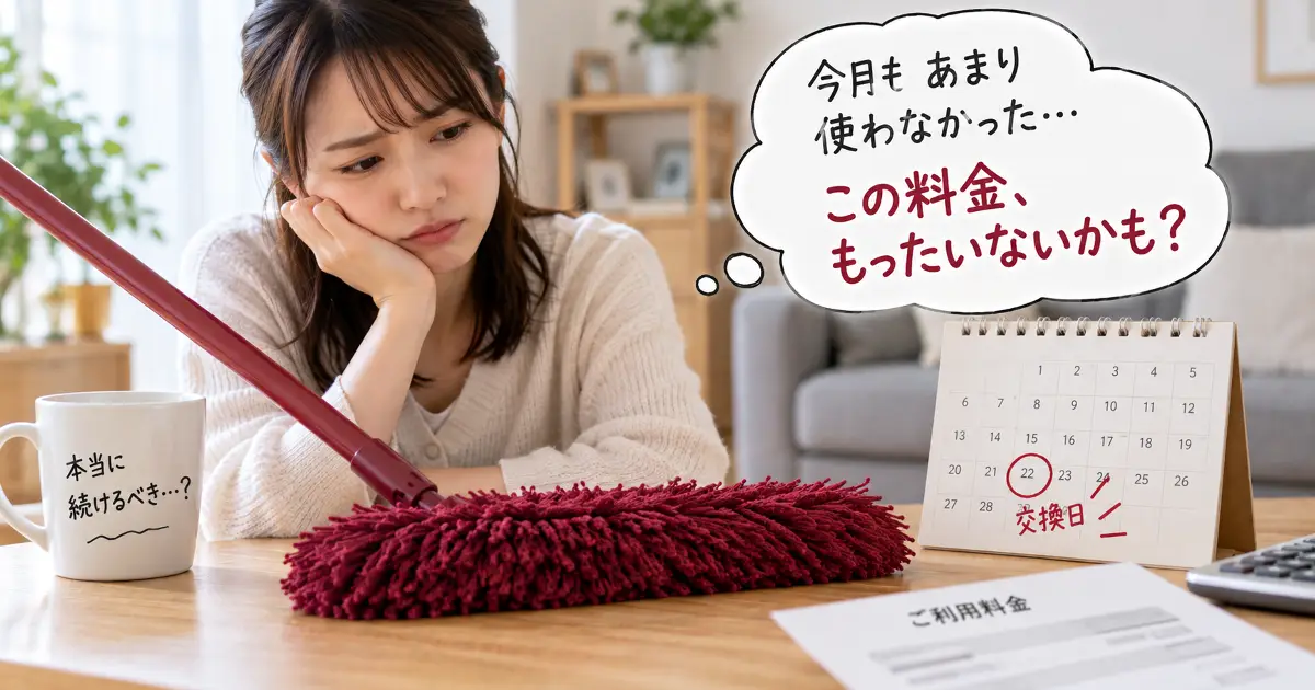 交換日が来たダスキンモップをあまり使わず料金を気にしている人